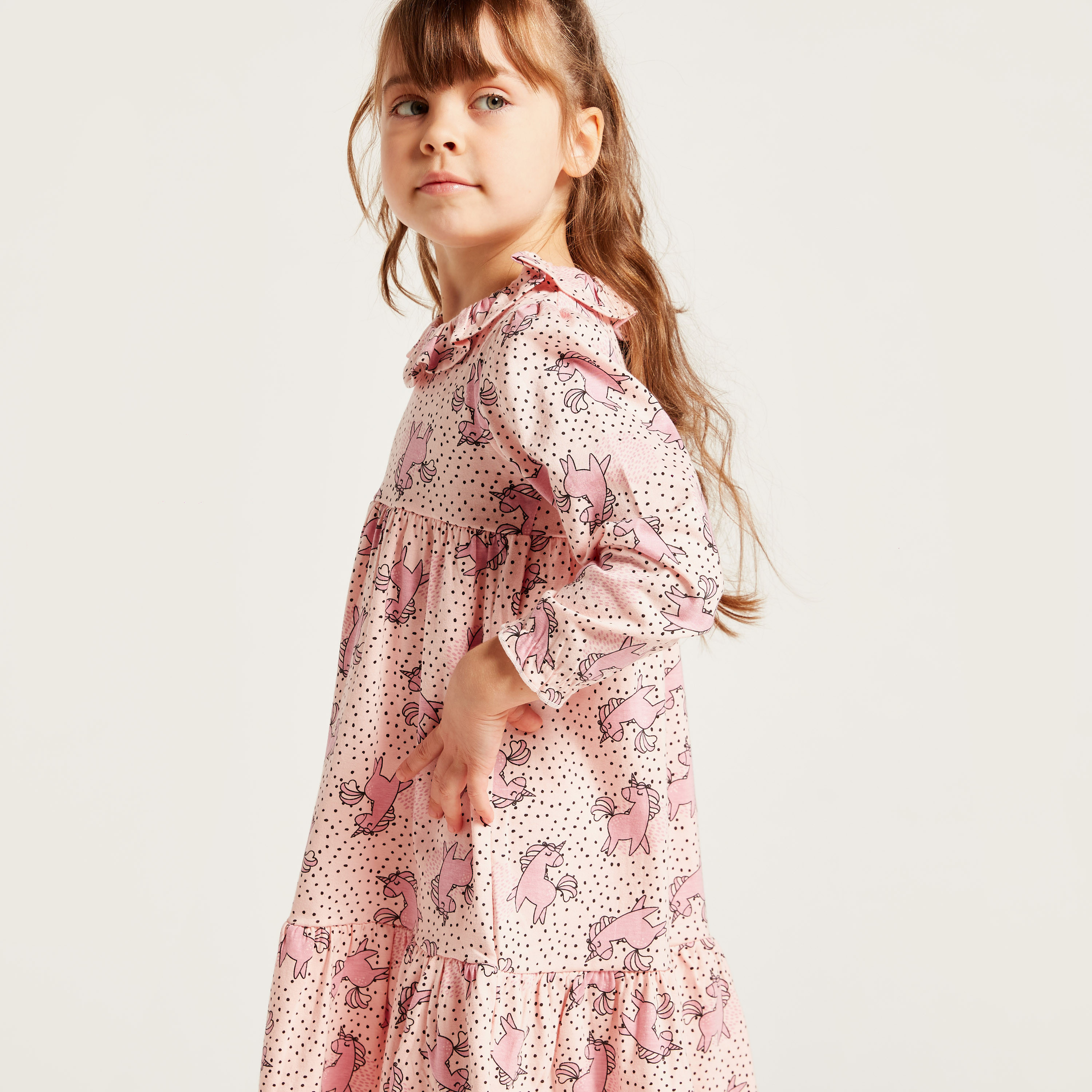 Juniors All-Over Printed Dress with Long Sleeves-girls-clothing-dressesandjumpsuits-image-3