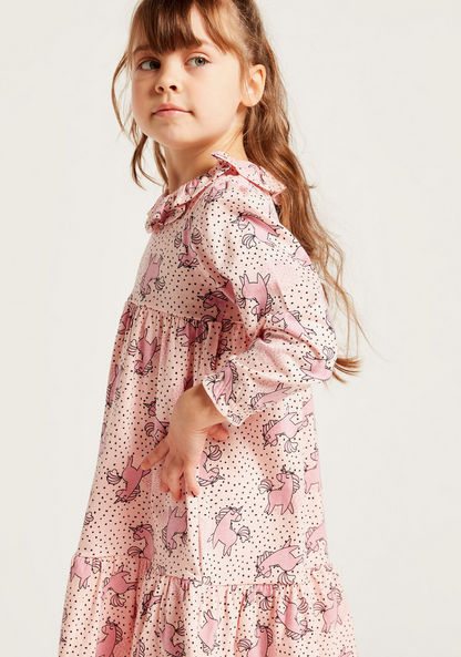 Juniors All-Over Printed Dress with Long Sleeves-Dresses%2C Gowns and Frocks-image-2