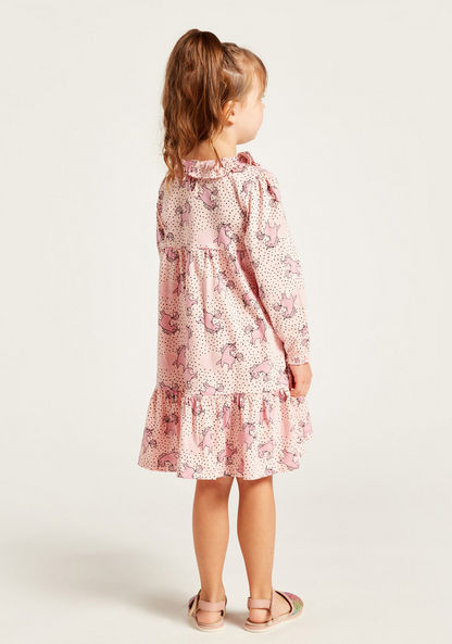 Juniors All-Over Printed Dress with Long Sleeves