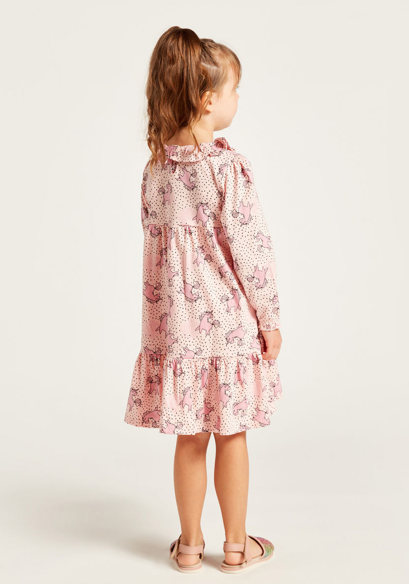 Juniors All-Over Printed Dress with Long Sleeves-Dresses%2C Gowns and Frocks-image-3