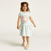 Juniors Printed Round Neck A-line Dress with Cap Sleeves-Dresses%2C Gowns and Frocks-thumbnail-1