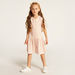 Juniors Striped Drop Waist Dress with Round Neck and Short Sleeves-Dresses%2C Gowns and Frocks-thumbnailMobile-0