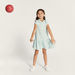 Juniors Printed Polo Dress with Cap Sleeves and Button Closure-Dresses%2C Gowns and Frocks-thumbnail-1