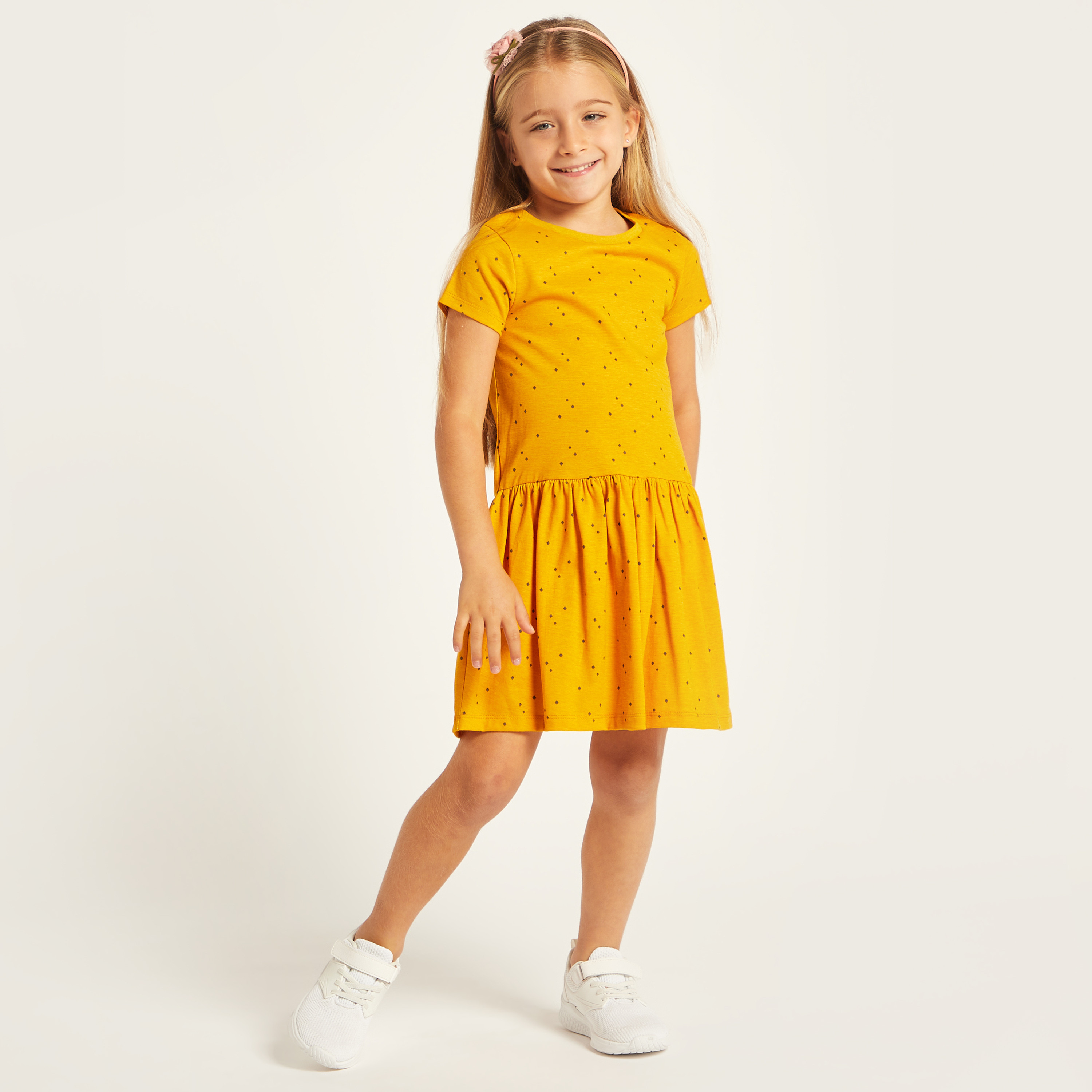 Juniors Printed Round Neck Dress with Short Sleeves - Set of 4-baby-girls-clothing-dressesandjumpsuits-image-5