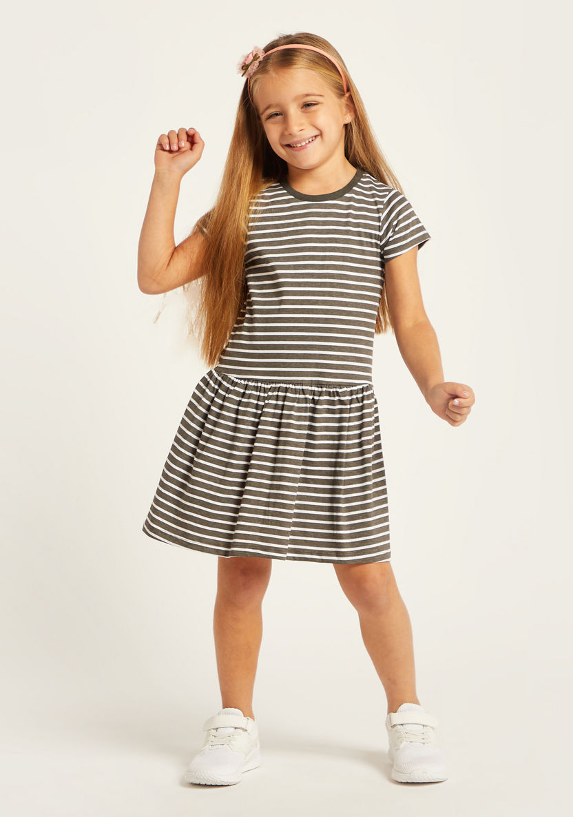 Juniors Printed Round Neck Dress with Short Sleeves - Set of 4-Dresses%2C Gowns and Frocks-image-5