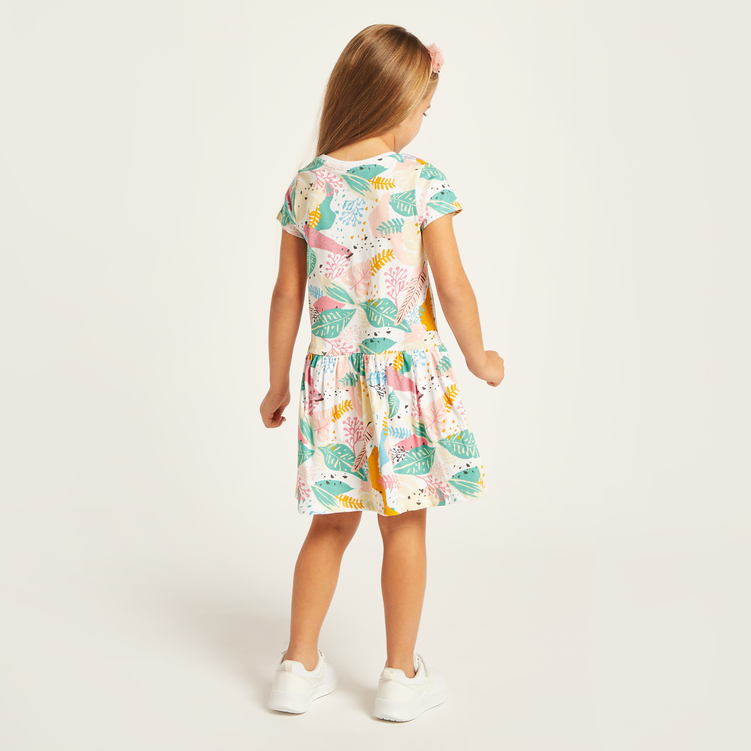 Juniors Printed Round Neck Dress with Short Sleeves - Set of 4-baby-girls-clothing-dressesandjumpsuits-image-8