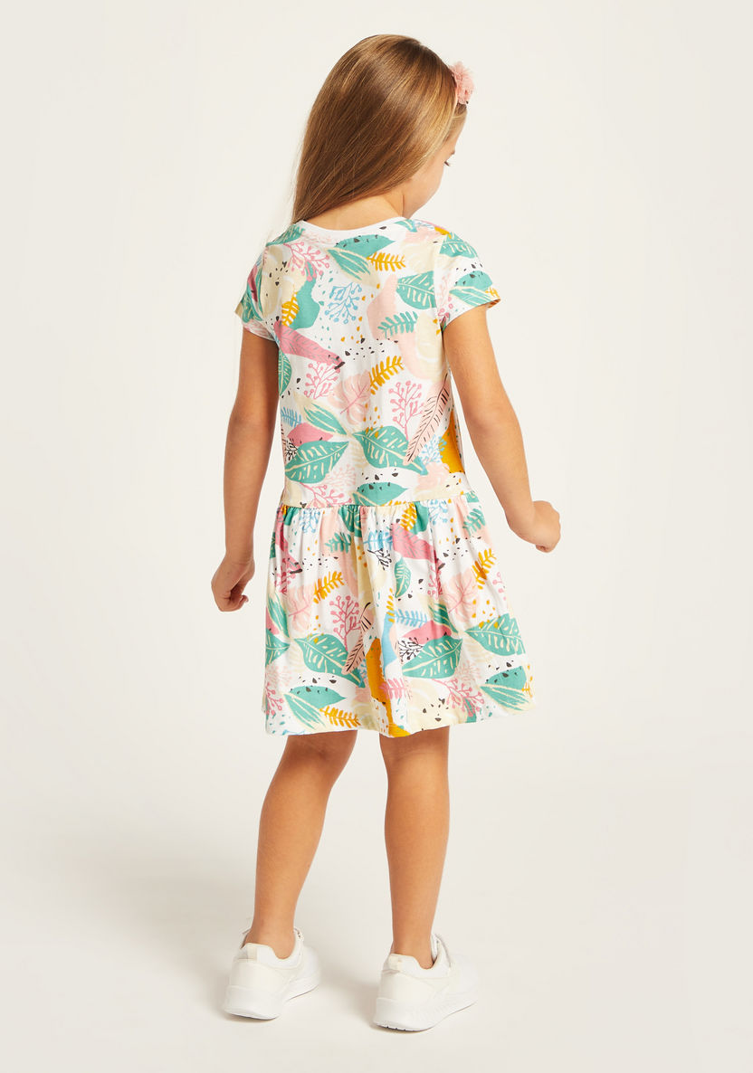 Juniors Printed Round Neck Dress with Short Sleeves - Set of 4-Dresses%2C Gowns and Frocks-image-7