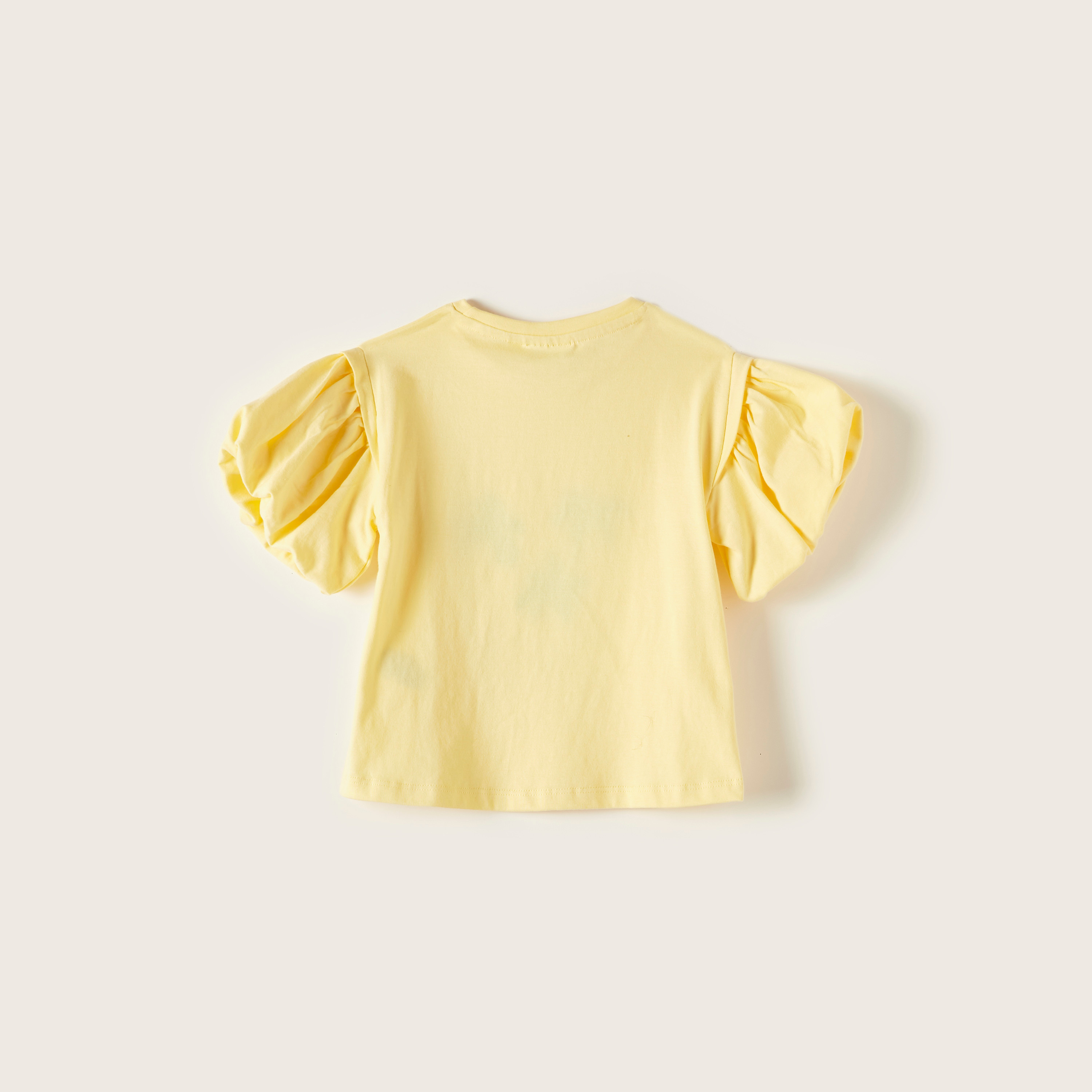 Juniors Embroidered T-shirt with Balloon Sleeves-girls-clothing-schoolwear-tshirts-image-3