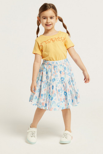 Juniors Printed Tiered Skirt with Elasticised Waistband
