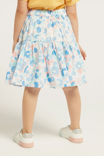 Juniors Printed Tiered Skirt with Elasticised Waistband