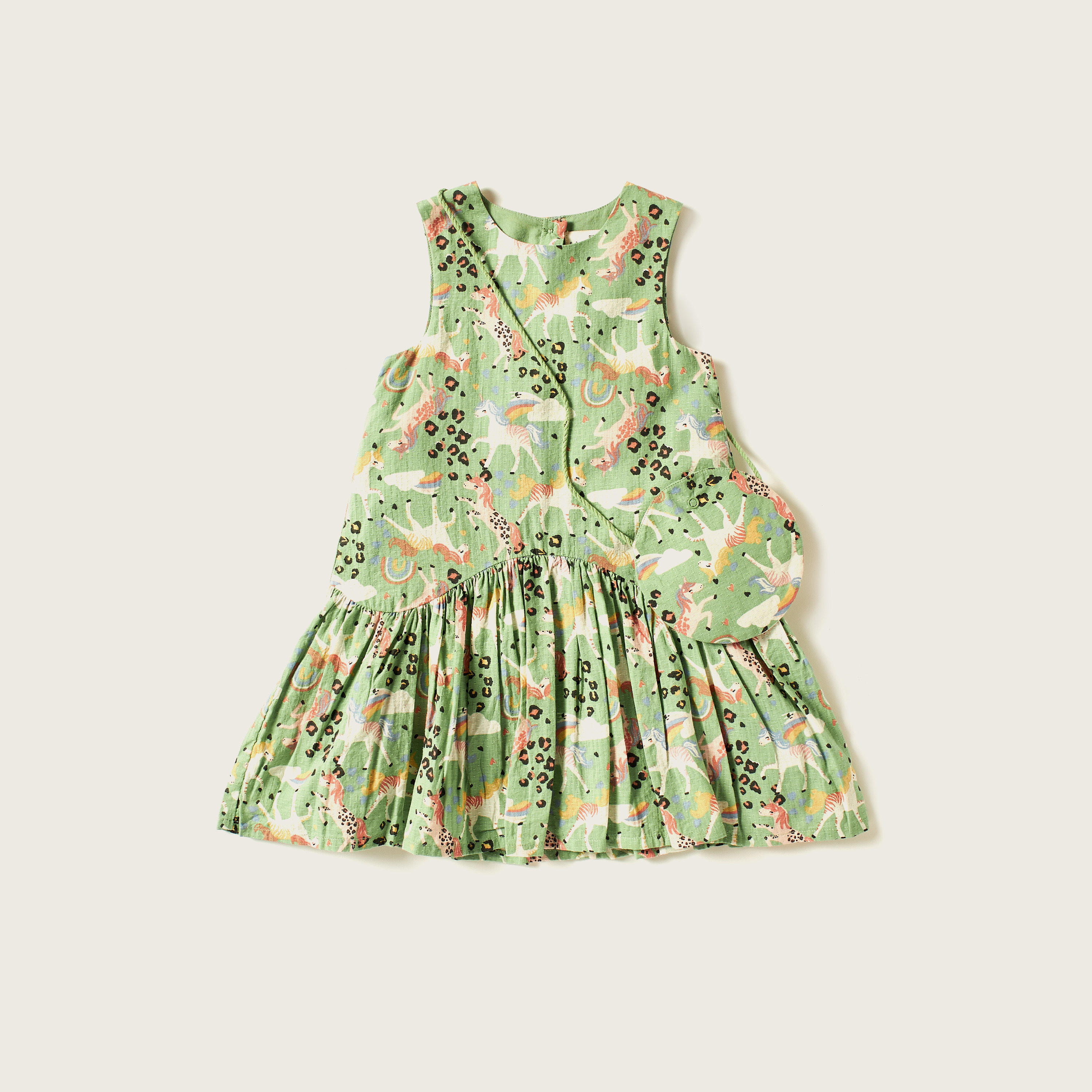 Juniors Printed Sleeveless Dress and Crossbody Bag Set-girls-clothing-dressesandjumpsuits-image-1