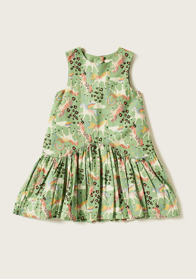 Juniors Printed Sleeveless Dress and Crossbody Bag Set-Dresses%2C Gowns and Frocks-image-2