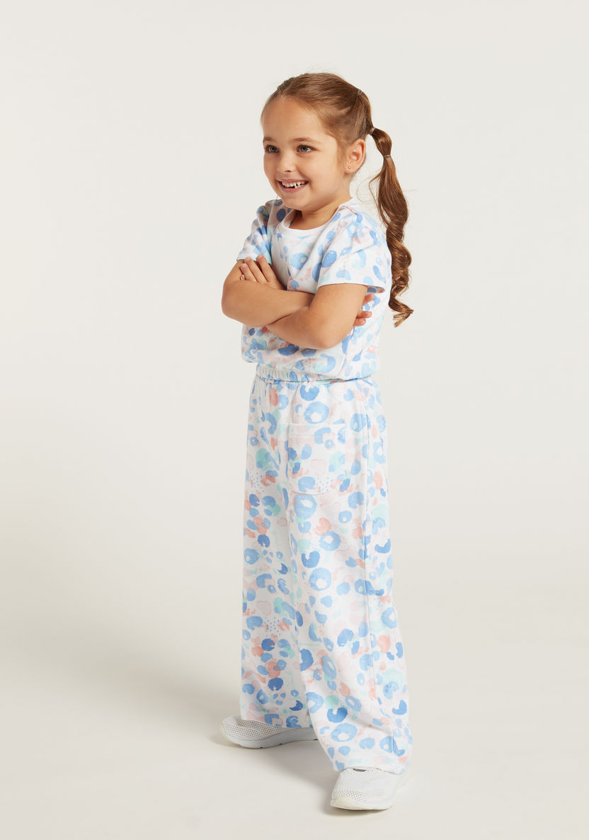 Juniors Printed Top and Full Length Pants Set-Clothes Sets-image-0