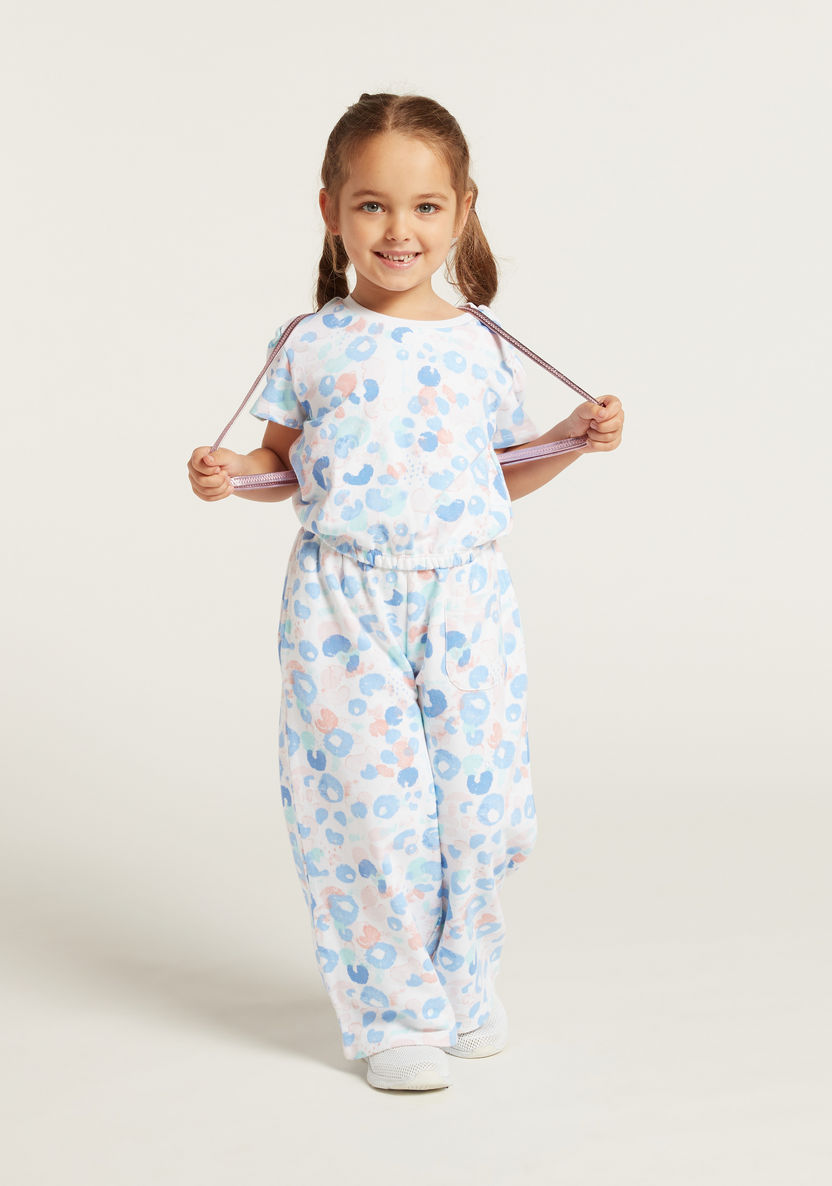 Juniors Printed Top and Full Length Pants Set-Clothes Sets-image-1