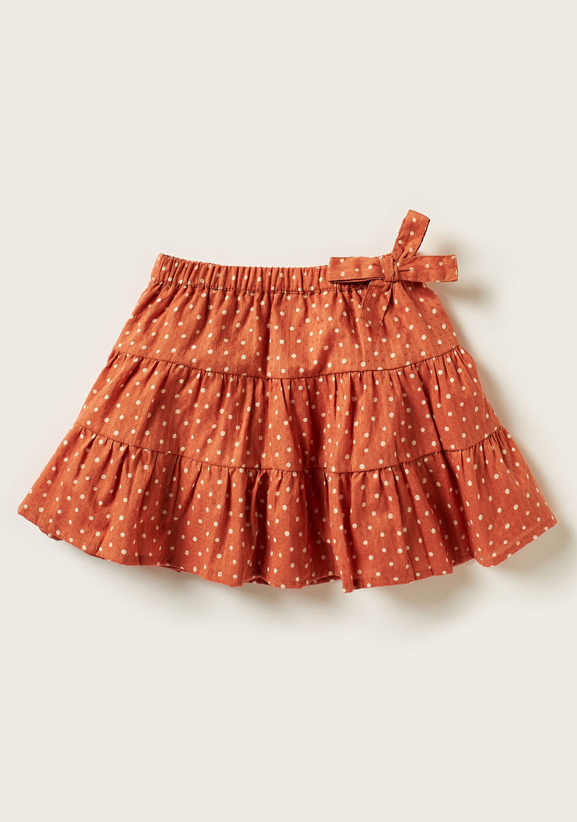 Juniors Polka Print Sleeveless Top with Tiered Skirt and Hair Tie Set-Clothes Sets-image-2