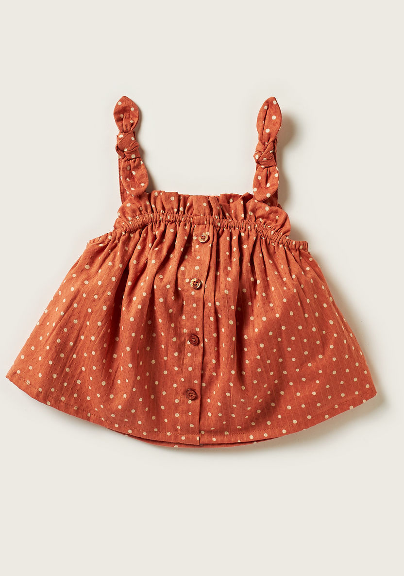 Juniors Polka Print Sleeveless Top with Tiered Skirt and Hair Tie Set-Clothes Sets-image-3