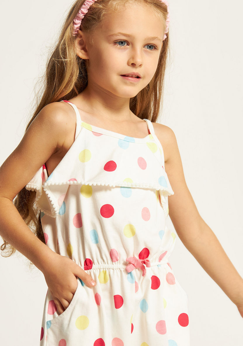 Juniors Polka Print Sleeveless Playsuit with Ruffle Detail-Rompers%2C Dungarees and Jumpsuits-image-2