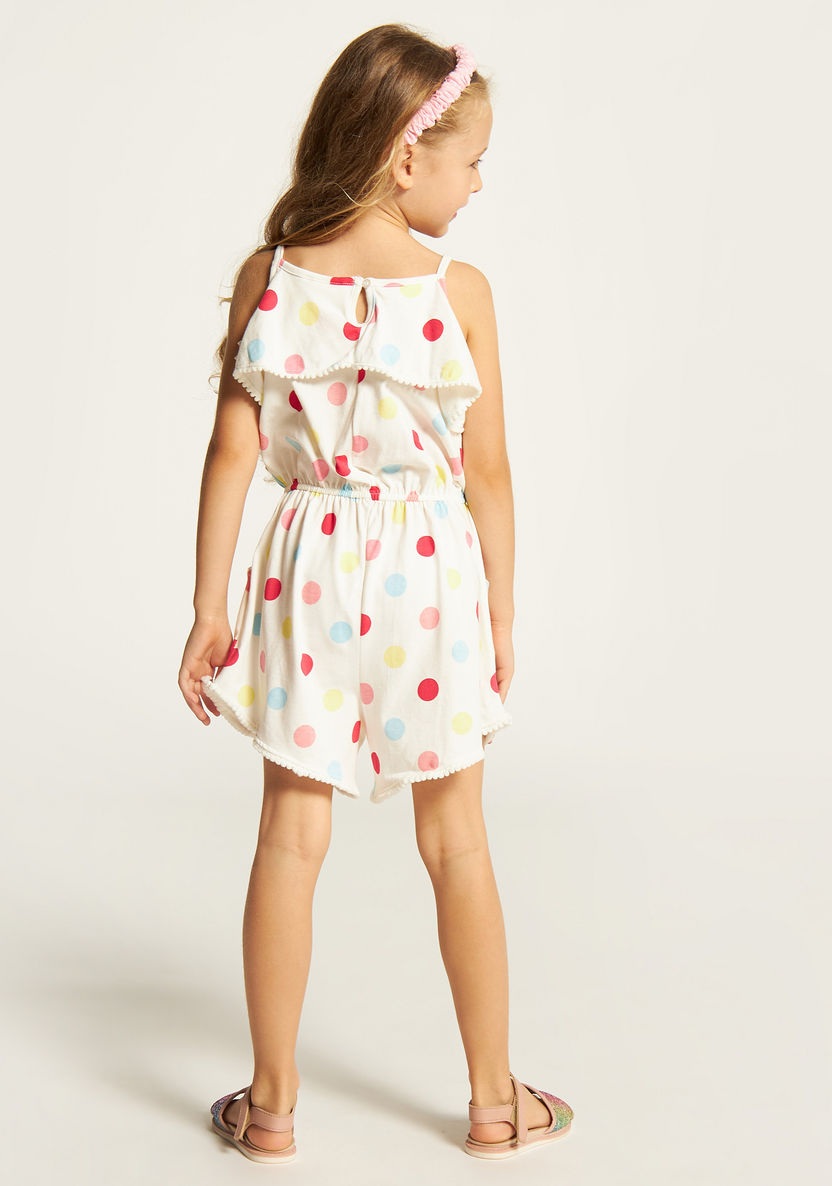 Juniors Polka Print Sleeveless Playsuit with Ruffle Detail-Rompers%2C Dungarees and Jumpsuits-image-3