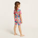 Juniors Floral Print Swimsuit with Short Sleeves-Swimwear-thumbnail-3