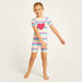 Juniors Striped Swimsuit with Ruffle Detail and Short Sleeves-Swimwear-thumbnail-1