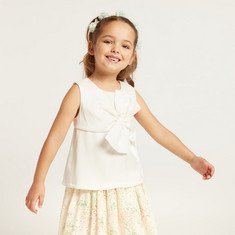 Juniors Solid Sleeveless Top with Bow Detail