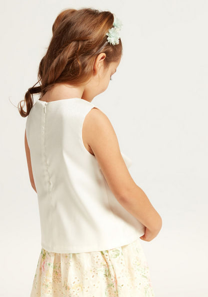 Juniors Solid Sleeveless Top with Bow Detail