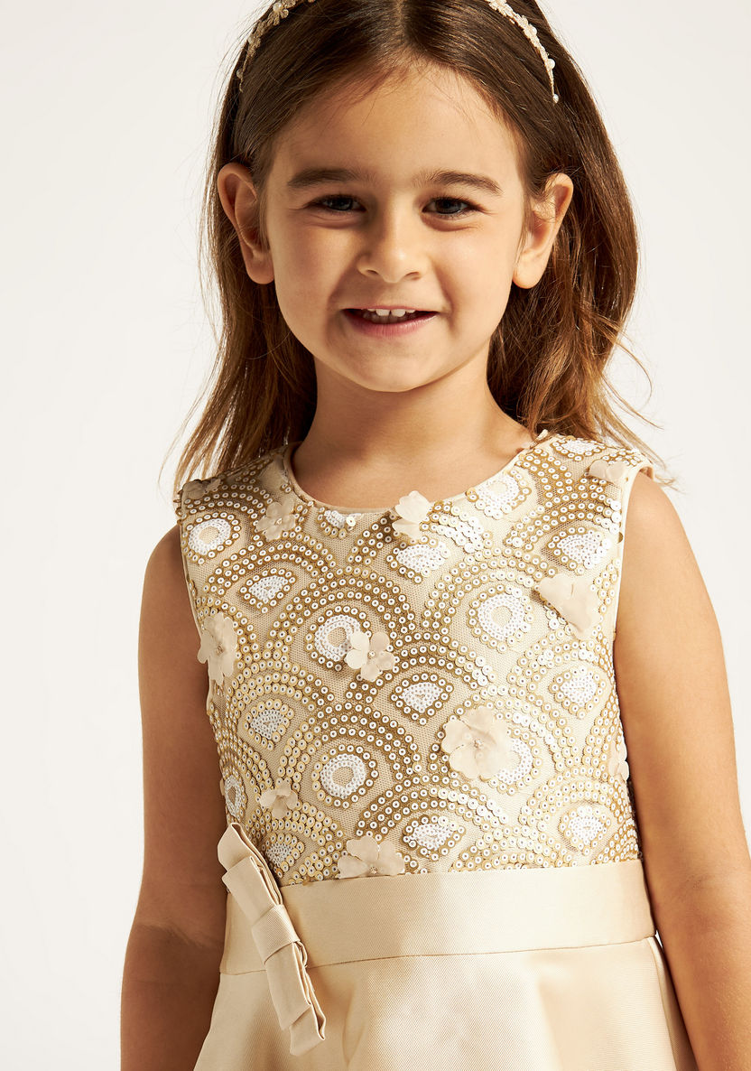 Juniors Embellished Sleeveless A-line Dress with Zip Closure-Dresses%2C Gowns and Frocks-image-1