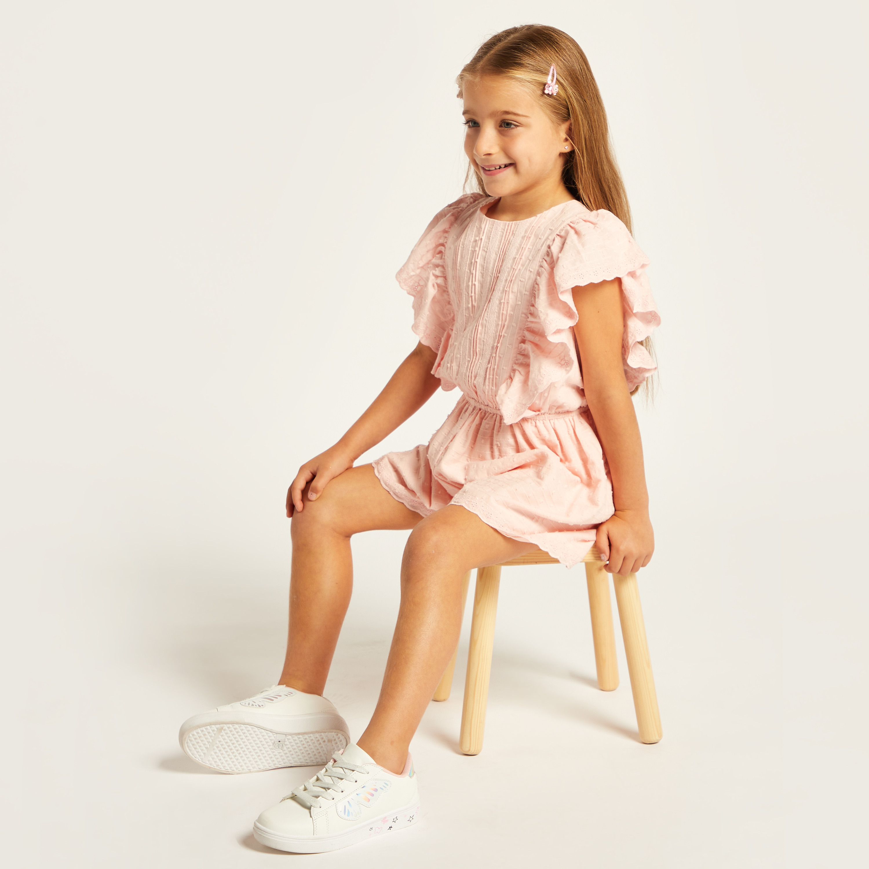 أفرول بارز الملمس بتفاصيل كشكش-baby-girls-clothing-rompers-image-2