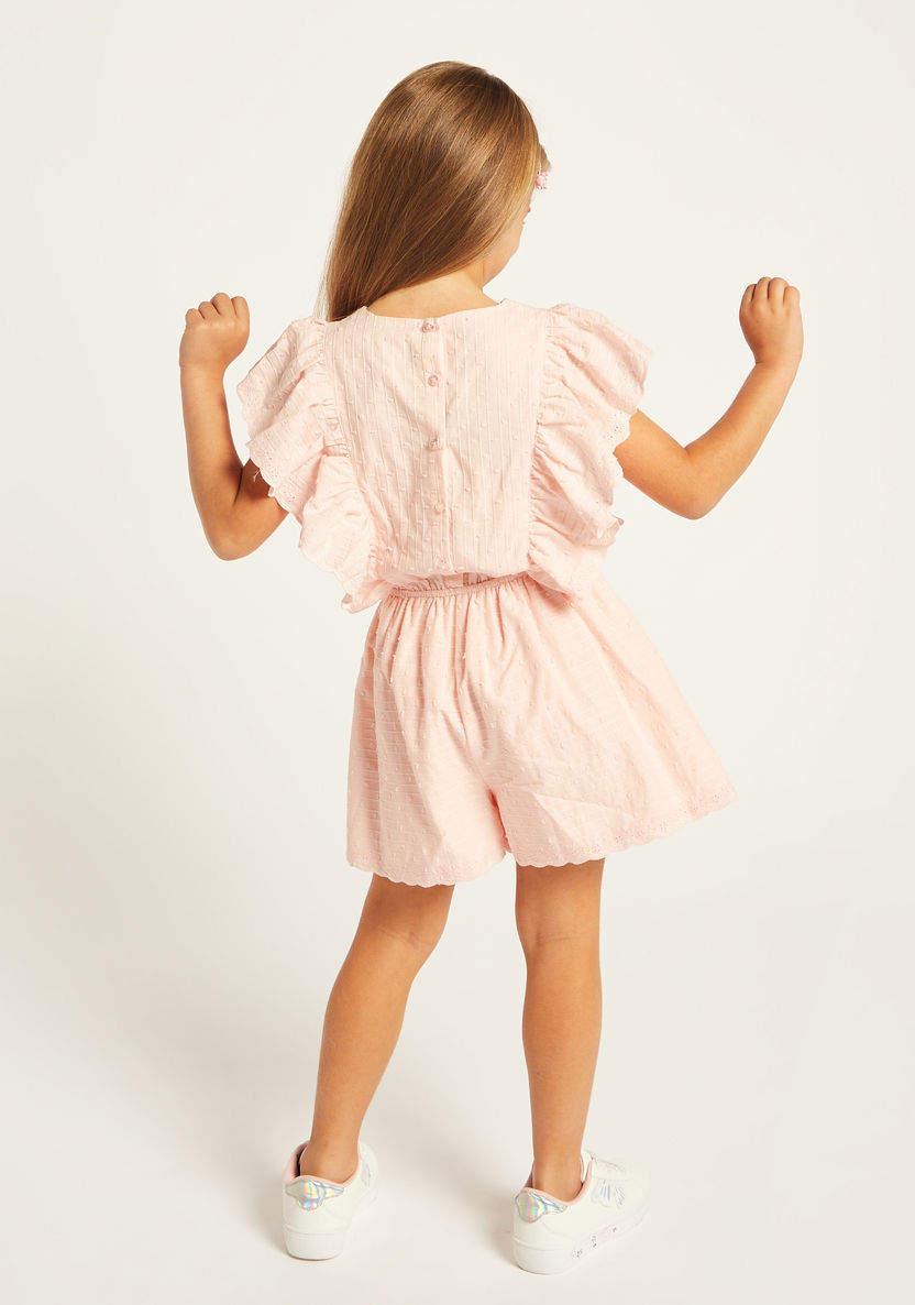 Textured Romper with Ruffle Detail-Rompers%2C Dungarees and Jumpsuits-image-3