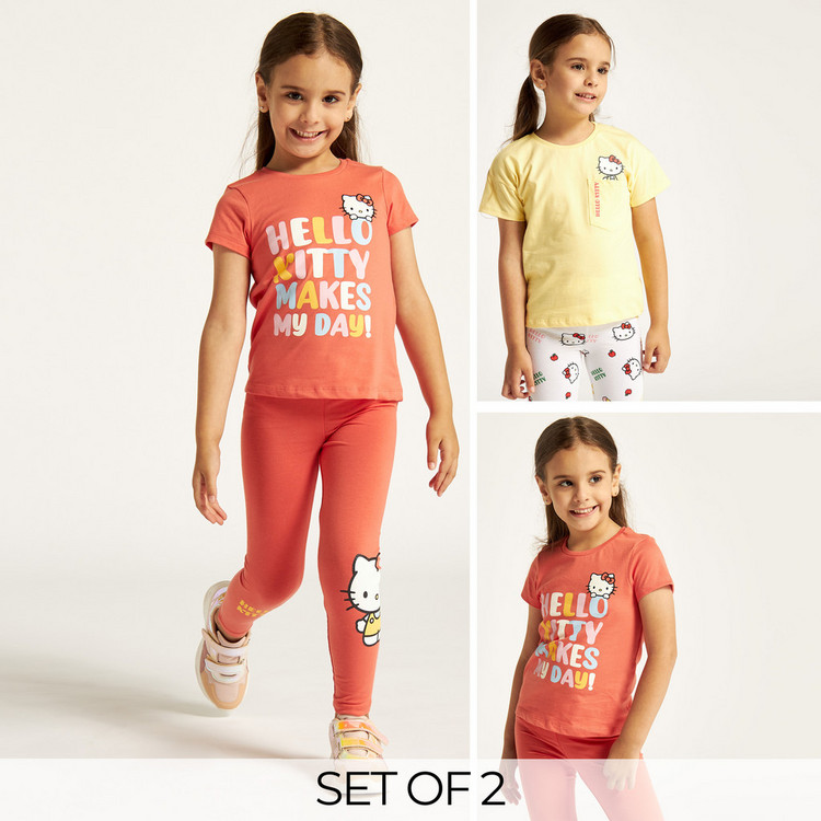 Sanrio Hello Kitty Print Crew Neck T-shirt - Set of 2