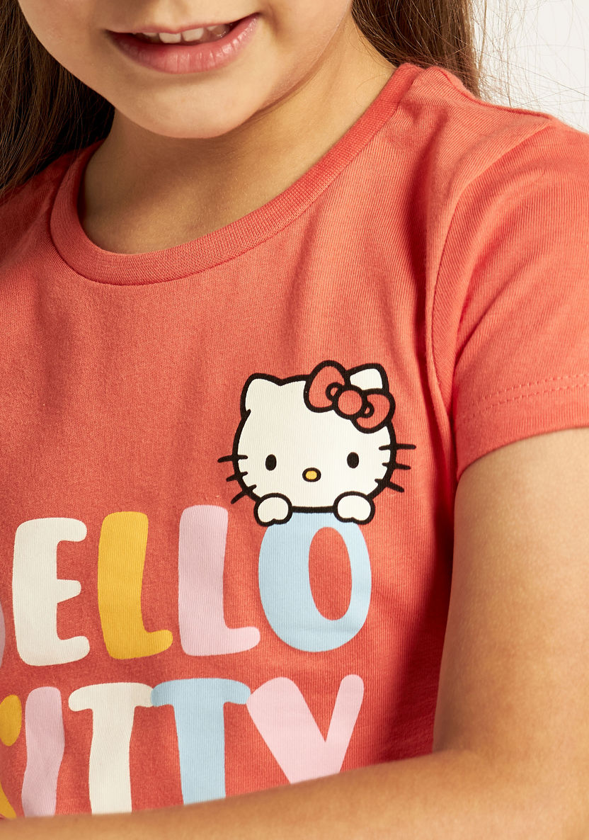 Sanrio Hello Kitty Print Crew Neck T-shirt - Set of 2-T Shirts-image-2