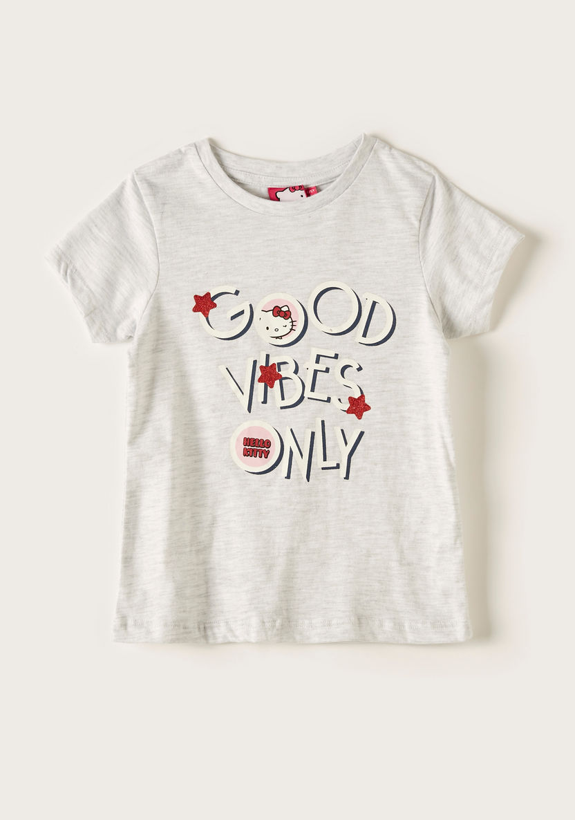 Sanrio Printed T-shirt with Round Neck and Short Sleeves-T Shirts-image-0