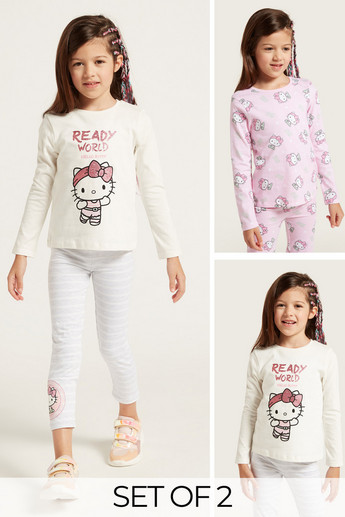 Sanrio Hello Kitty Print T-shirt with Long Sleeves - Set of 2