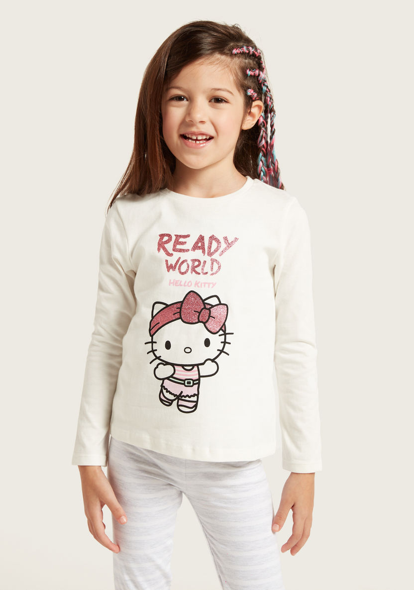 Sanrio Hello Kitty Print T-shirt with Long Sleeves - Set of 2-T Shirts-image-1
