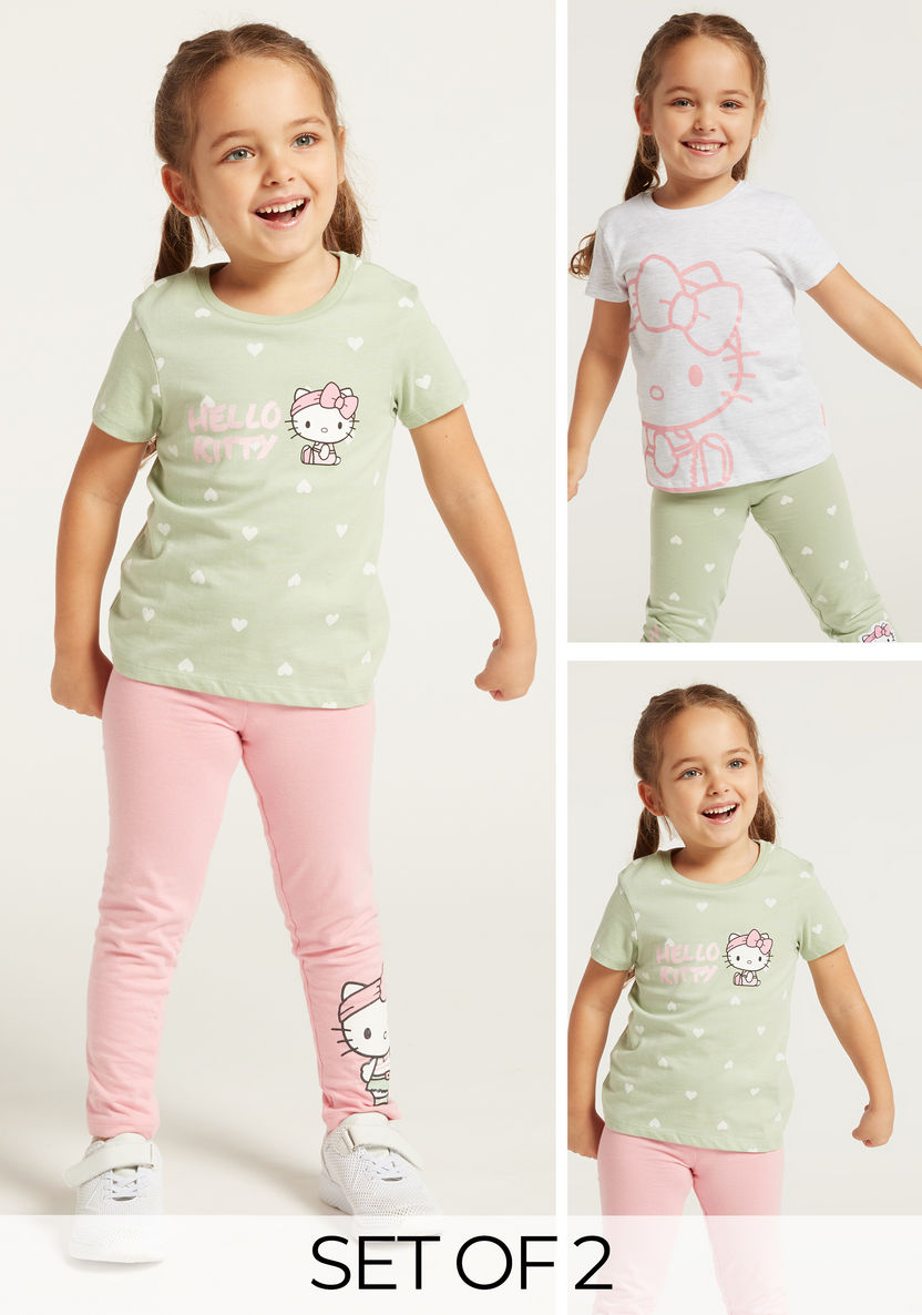 Sanrio Hello Kitty Print T-shirt with Short Sleeves - Set of 2-Multipacks-image-0