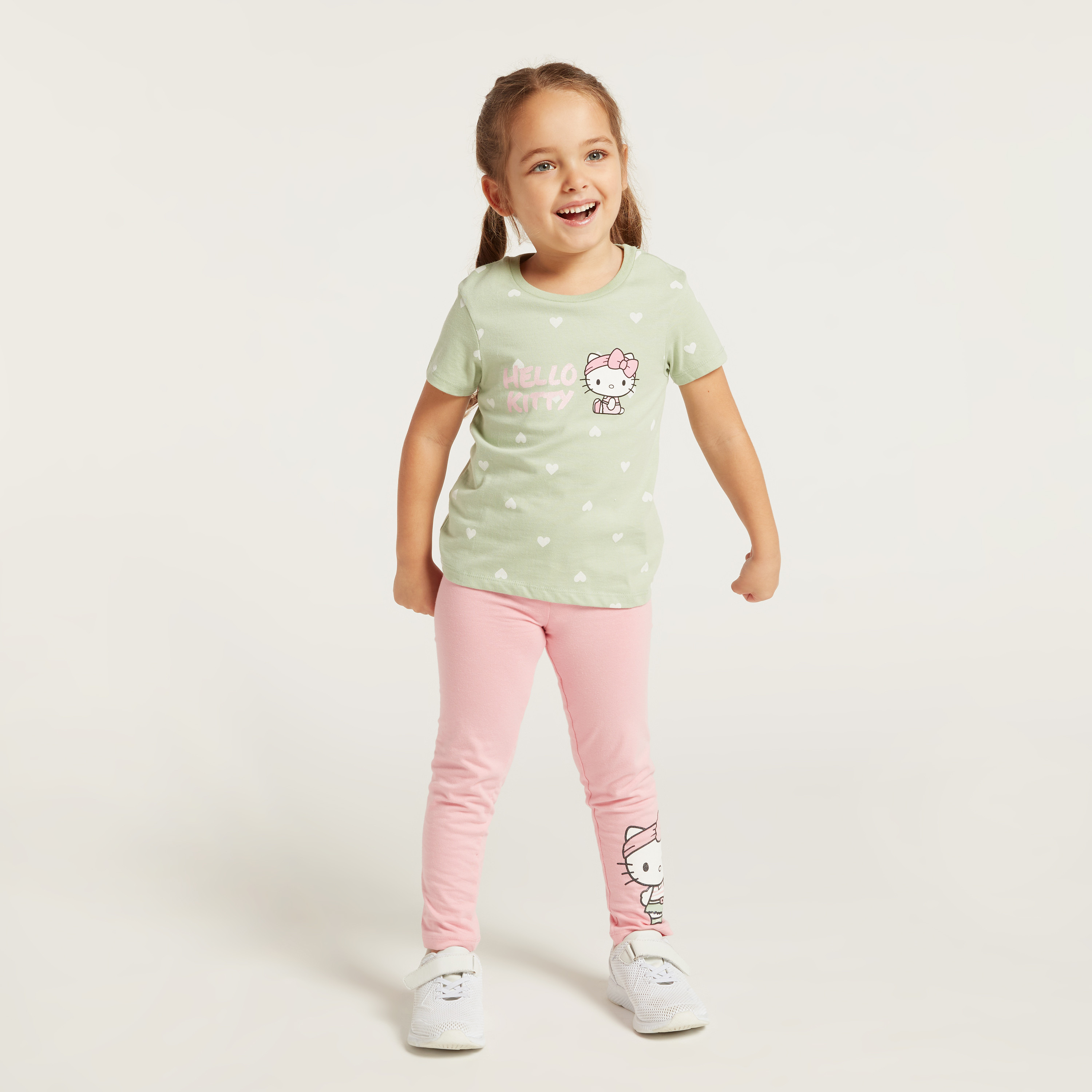 Sanrio Hello Kitty Print T-shirt with Short Sleeves - Set of 2-girls-clothing-tshirts-image-3