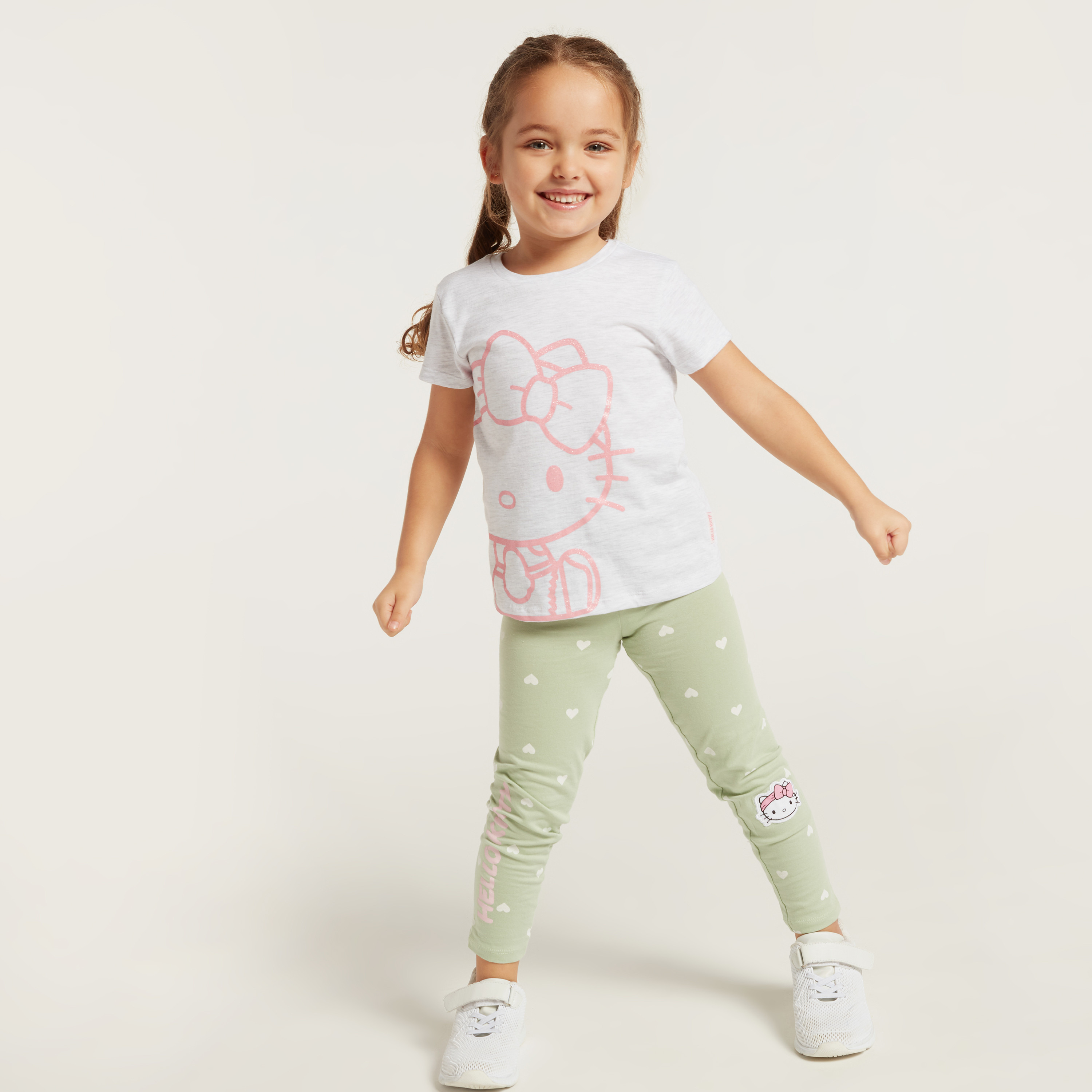 Sanrio Hello Kitty Print T-shirt with Short Sleeves - Set of 2-girls-clothing-tshirts-image-5