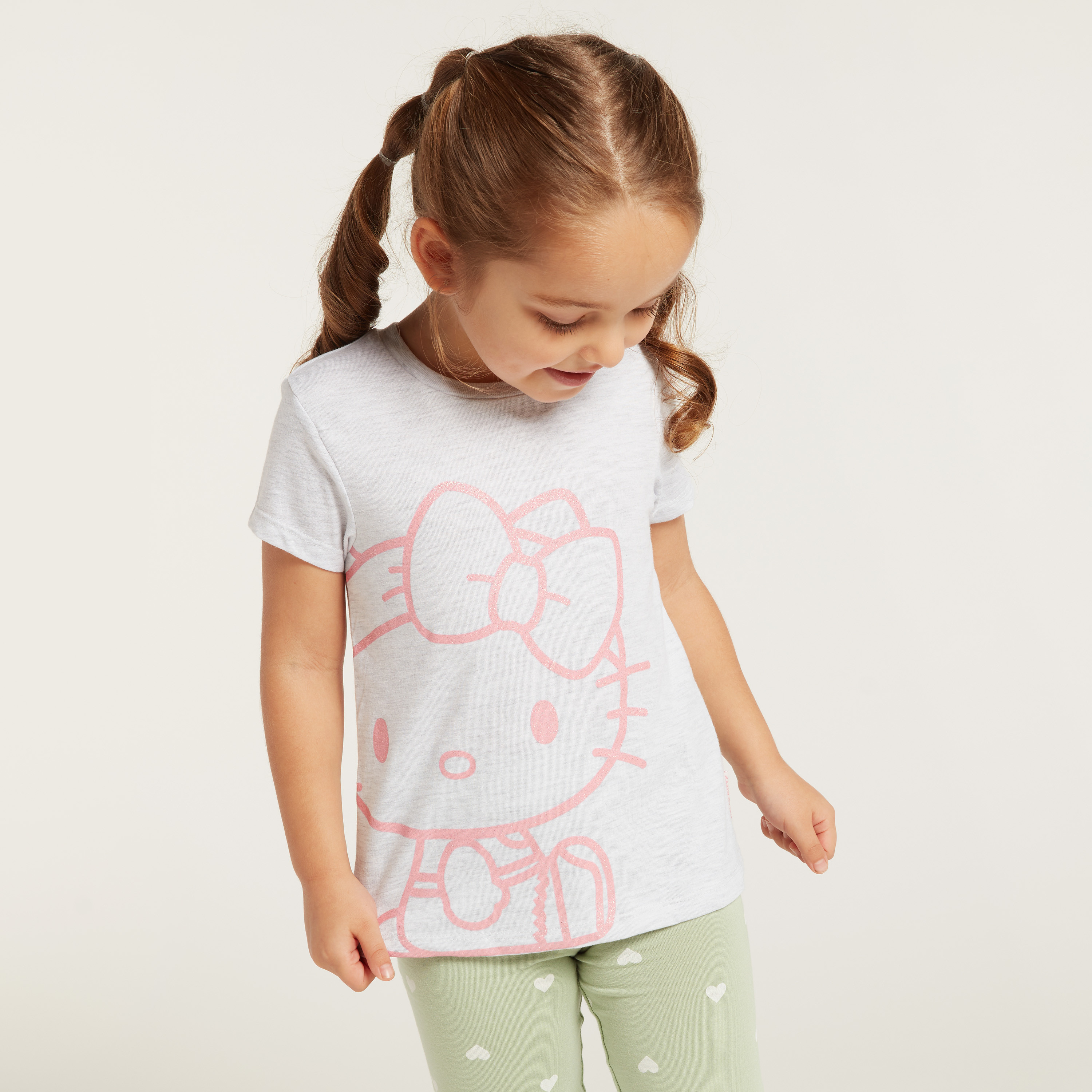 Sanrio Hello Kitty Print T-shirt with Short Sleeves - Set of 2-girls-clothing-tshirts-image-6