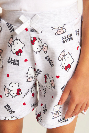 Sanrio Hello Kitty Print Shorts with Elasticised Waistband and Pockets