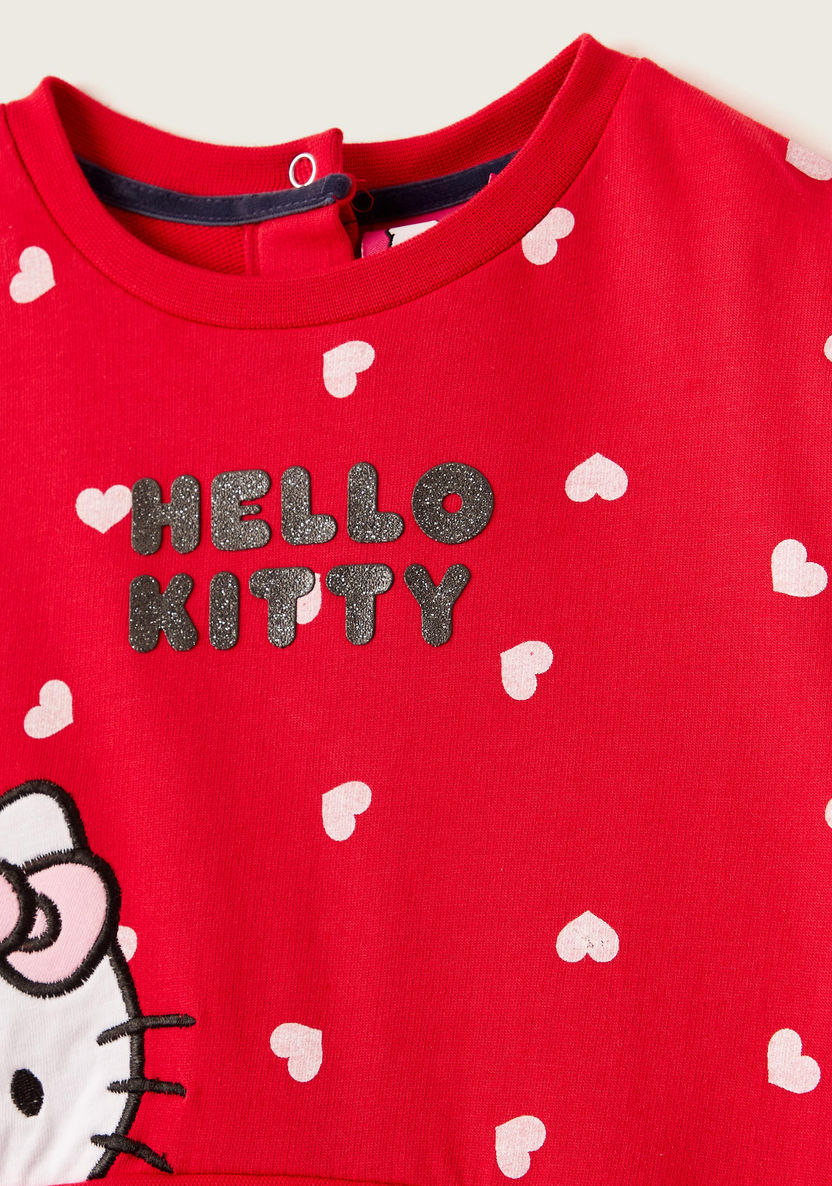 Sanrio Hello Kitty Print Knit Dress with Long Sleeves-Dresses%2C Gowns and Frocks-image-1