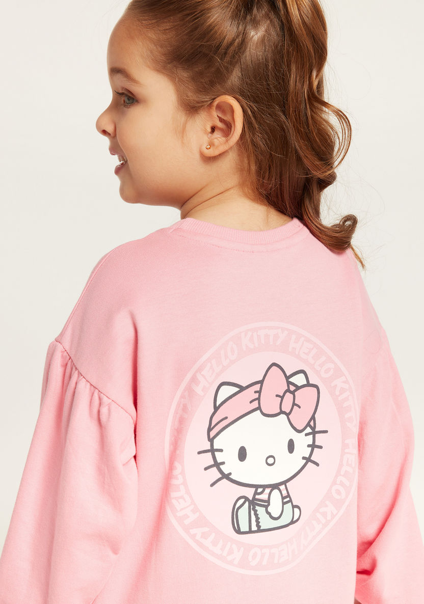 Sanrio Hello Kitty Drop Waist Dress with Round Neck and Long Sleeves-Dresses%2C Gowns and Frocks-image-2