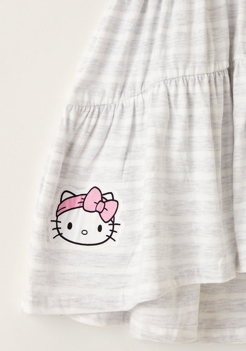 Sanrio Hello Kitty Print Tiered Dress with Short Sleeves-Dresses%2C Gowns and Frocks-image-2