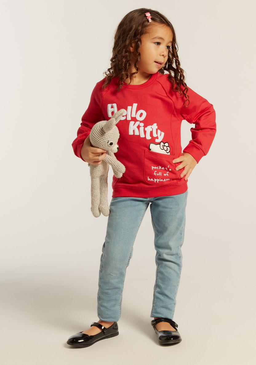 Sanrio Hello Kitty Print Sweatshirt with Long Sleeves and Pocket-Sweatshirts-image-0