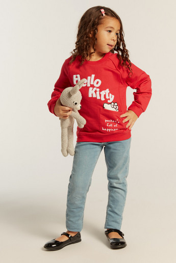 Sanrio Hello Kitty Print Sweatshirt with Long Sleeves and Pocket