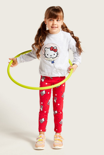 Sanrio Hello Kitty Print Sweatshirt with Long Sleeves
