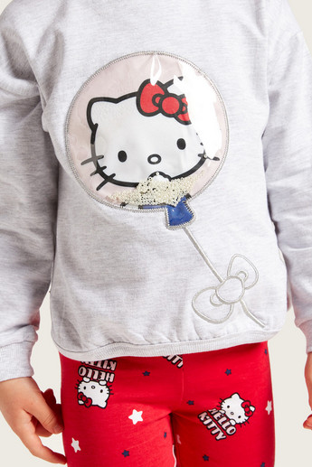 Sanrio Hello Kitty Print Sweatshirt with Long Sleeves