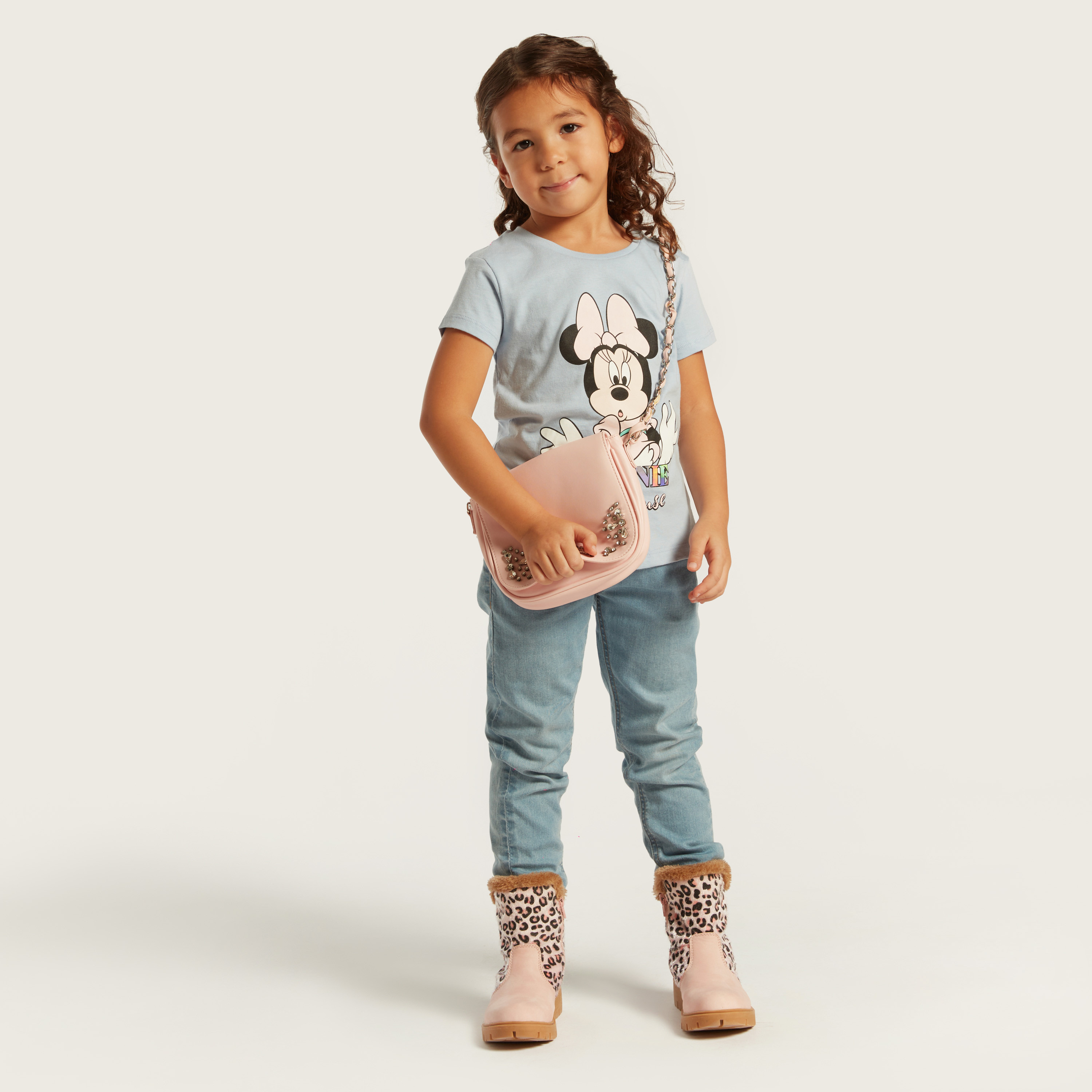 Disney Minnie Mouse Print T-shirt with Short Sleeves-girls-clothing-schoolwear-tshirts-image-1