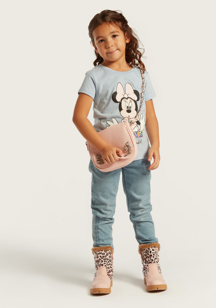 Disney Minnie Mouse Print T-shirt with Short Sleeves-T Shirts-image-0