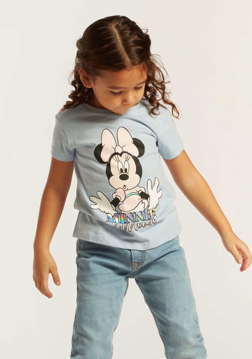 Disney Minnie Mouse Print T-shirt with Short Sleeves-T Shirts-image-1