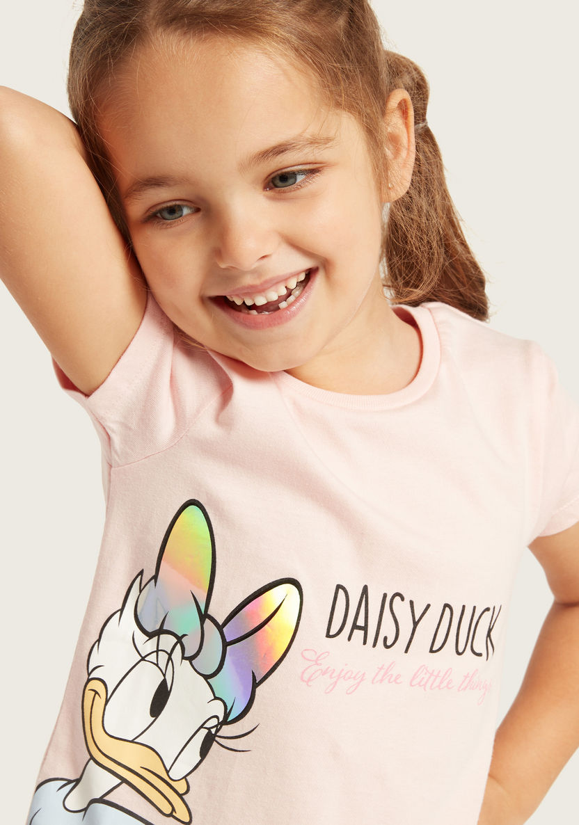 Disney Daisy Duck Print T-shirt with Short Sleeves-T Shirts-image-2